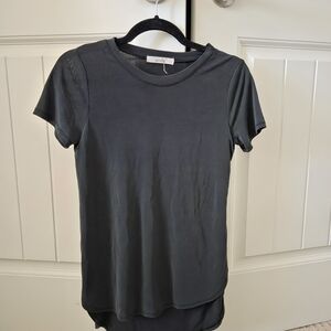 Slate Gray Short Sleeve Tee With Slits